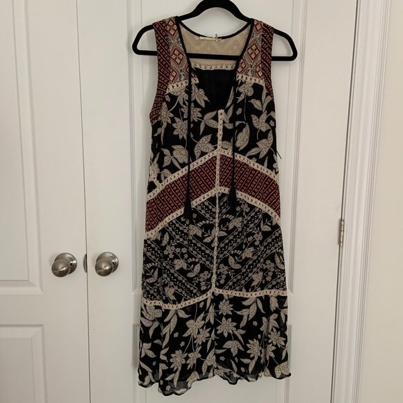Anthropologie Grasslands Midi Dress by Floreat Mixed Fabric Embroidered Size 4 - Picture 3 of 13
